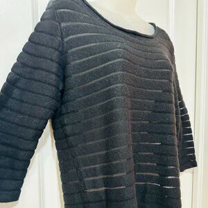 H&M Women’s Black Sweater w/Semi Sheer  & ¾ Sleeve,  Size L